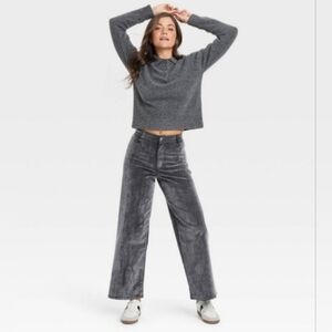 Universal Thread Sailor Wide Leg Pants Sz 6R Blue Gray Velvety Flocked High Rise